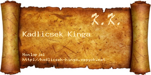 Kadlicsek Kinga névjegykártya